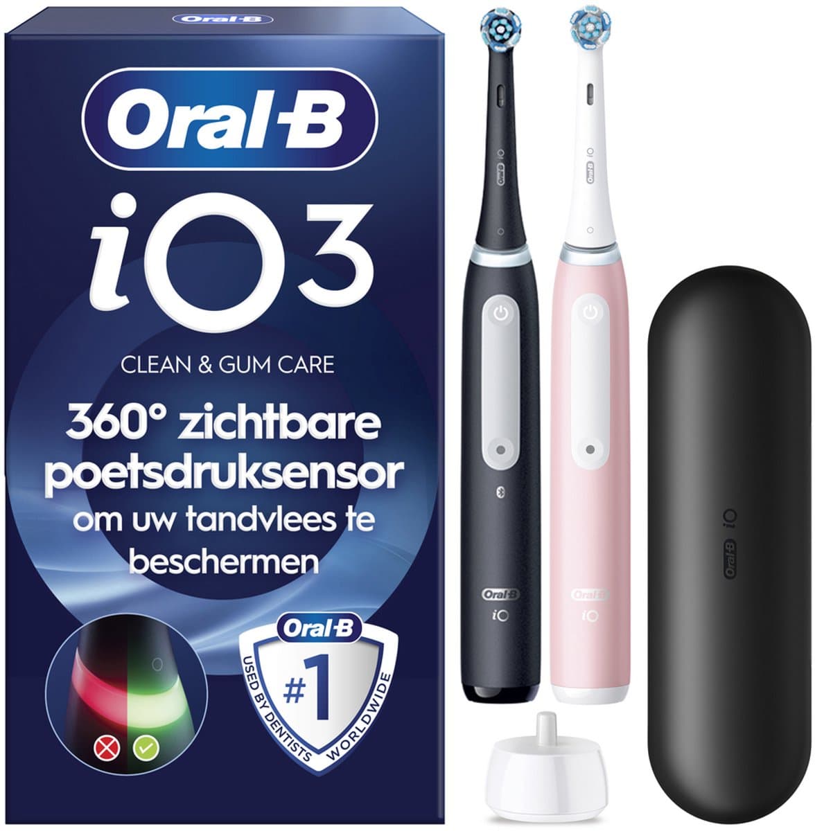 Oral-B iO 3 Duo Zwart & Roze met Reisetui