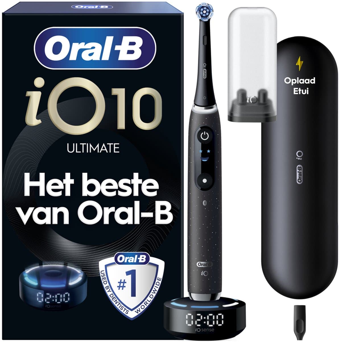 Oral-B iO 10 Elektrische Tandenborstel - Zwart - inclusief Oplaadreisetui en Opzetborstelhouder